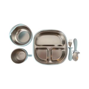 Set de Alimentación Infantil de Acero Inoxidable y Silicona